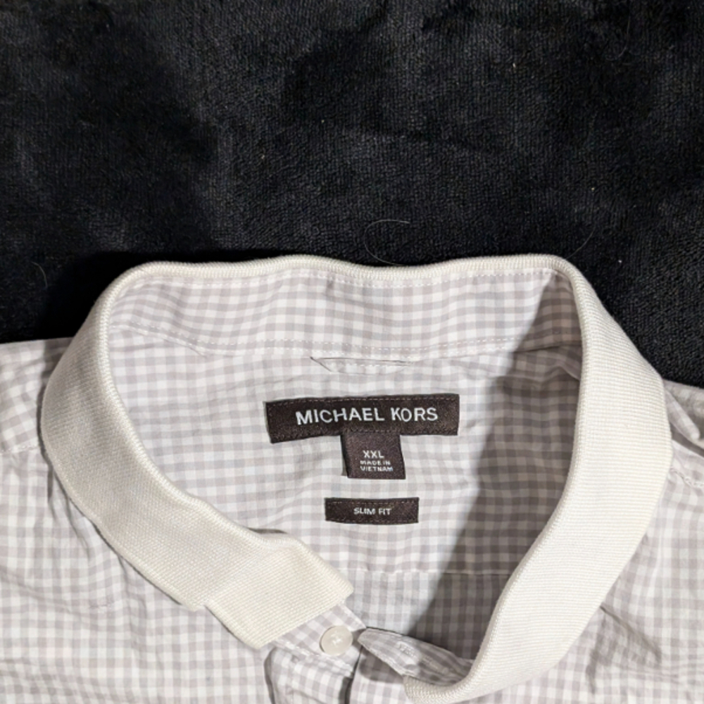 Michael Kors Gray Gingham Button-Up Shirt XXL
